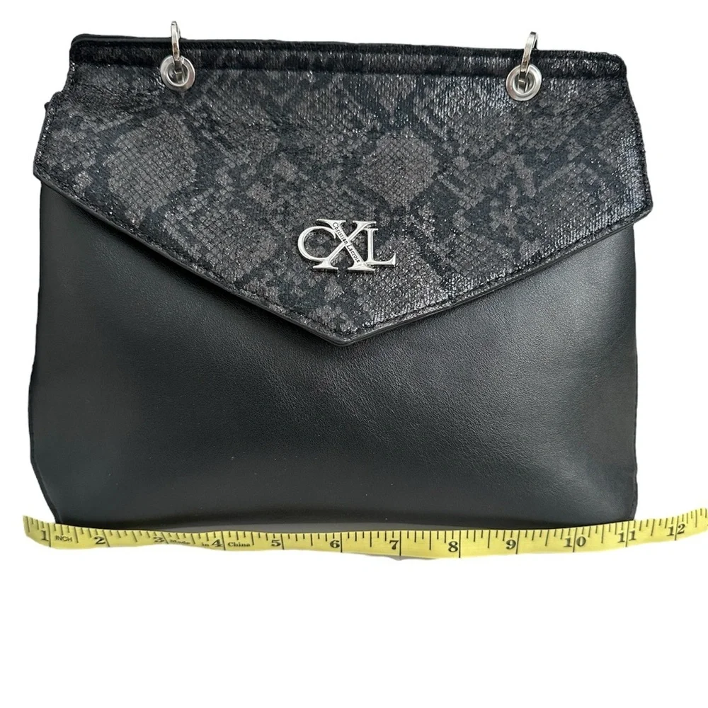 CHRISTIAN LACROIX Sable Prism Python Satchel Handbag Black Silver Women Med $98 - Picture 8 of 10